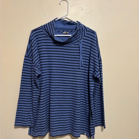 Talbots Blue and Black Striped Knit Top - Picture 1 of 8